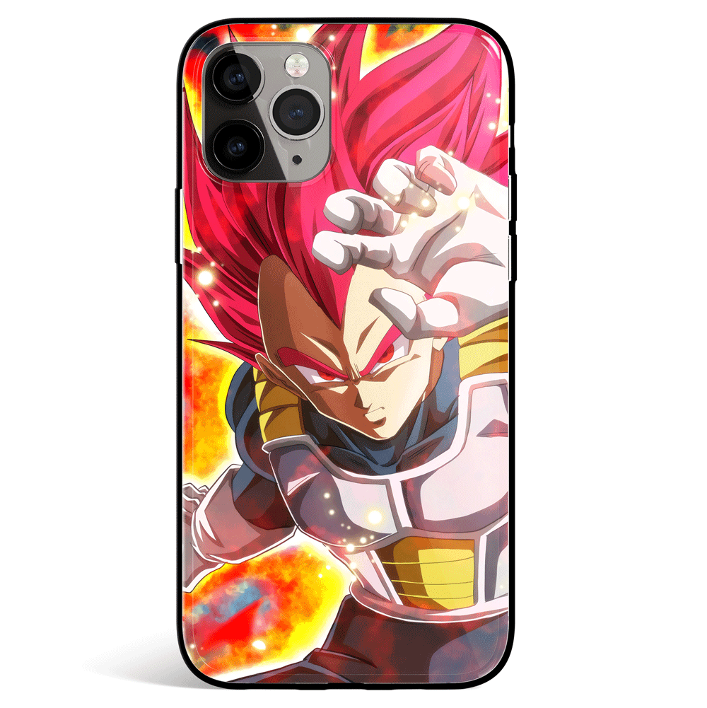 Dragon Ball Vegeta SSJ Tempered Glass Soft Silicone iPhone Case