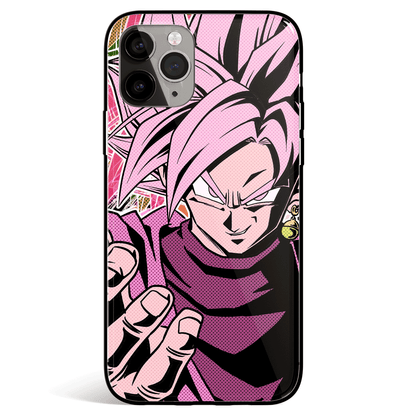 Dragon Ball Goku Pink Tempered Glass Soft Silicone iPhone Case
