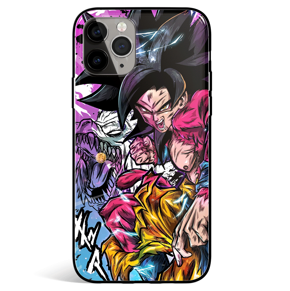 Dragon Ball Black Hair Goku Tempered Glass Soft Silicone iPhone Case