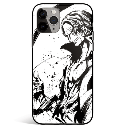 One Piece Ink Painting Shanks Tempered Glass Soft Silicone iPhone Case