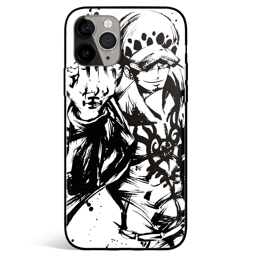 One Piece Ink Painting Law Tempered Glass Soft Silicone iPhone Case
