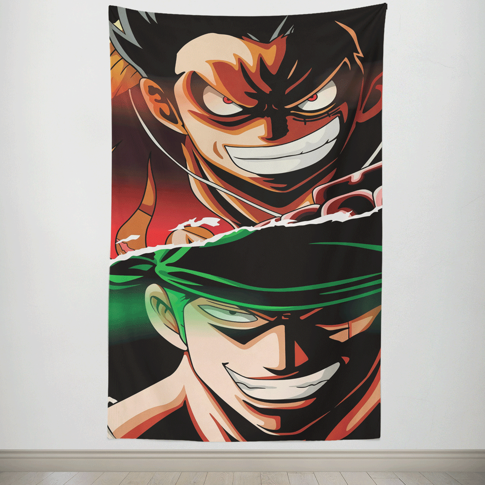 One Piece Luffy and Zoro Heads Tapestry