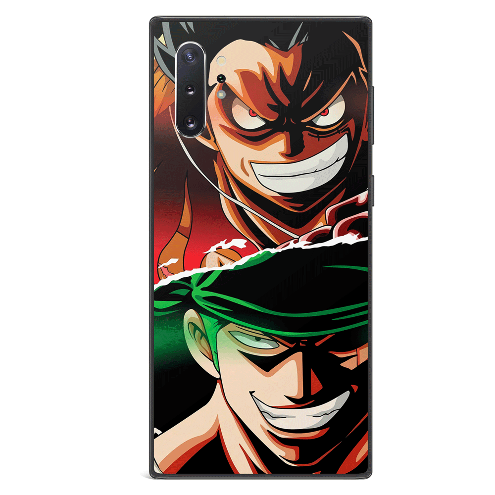 One Piece Luffy and Zoro Heads Tempered Glass Samsung Case