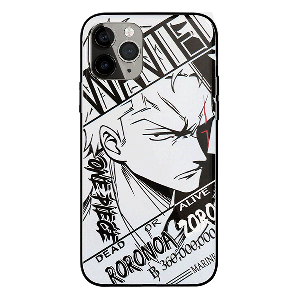 One Piece Zoro Luffy Ace Sanji Nami Characters Sketch Tempered Glass iPhone Case - 5 Styles