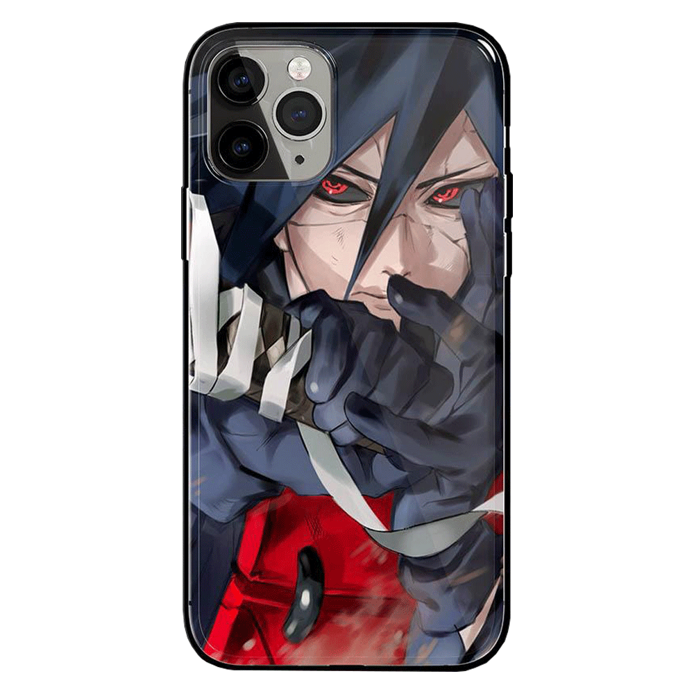Madara Uchiha Mangekyou Sharingan Tempered Glass Soft Silicone iPhone Case-Phone Case-Monkey Ninja-iPhone XR-Tempered Glass-Monkey Ninja