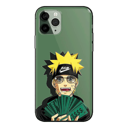 Naruto Young Money & I am Rich Tempered Glass Soft Silicone iPhone Case - 2 Styles