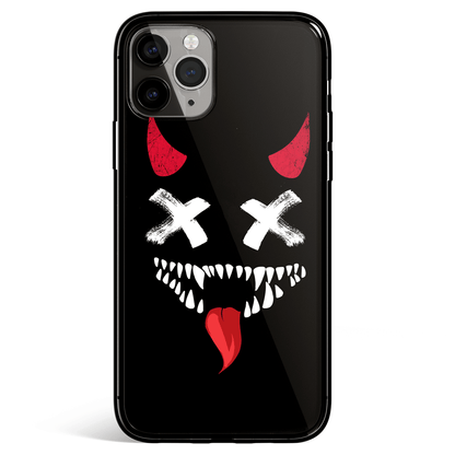 Smiley Devil Silhouette iPhone Tempered Glass Phone Case