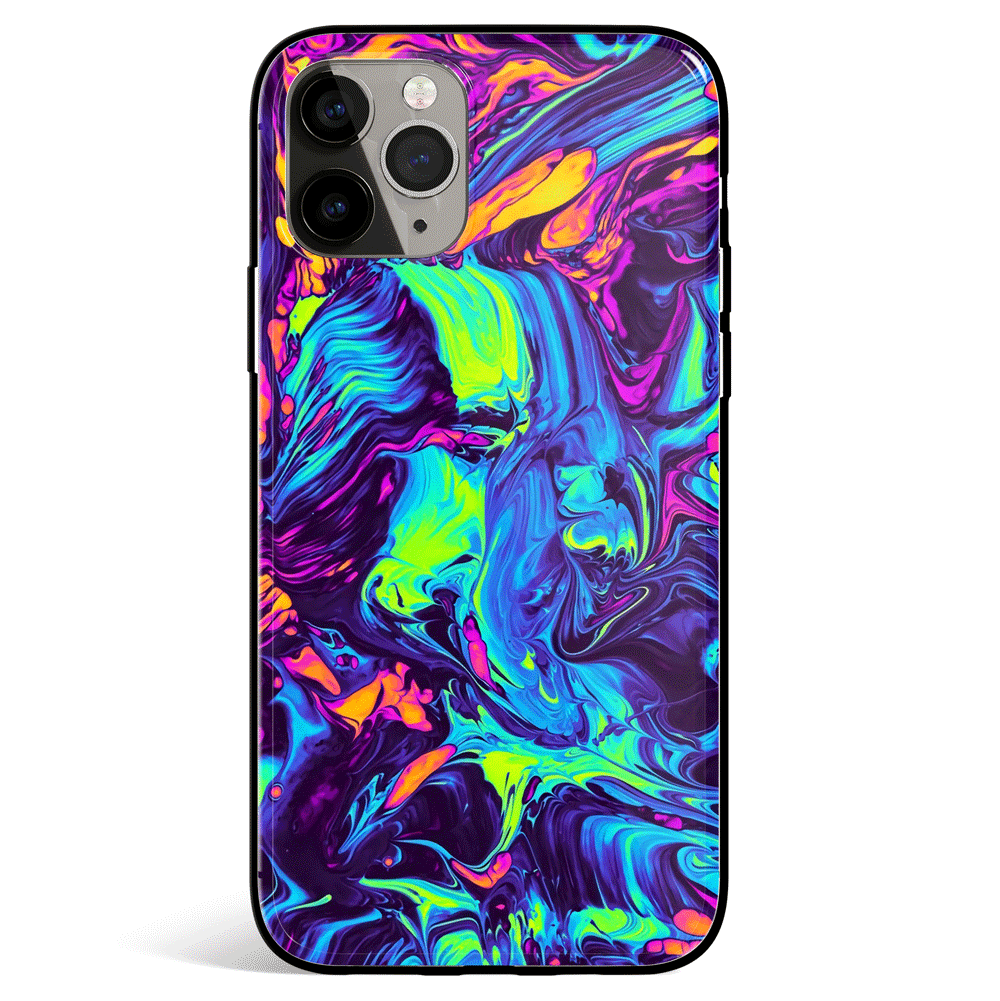 Rainbow Fluid iPhone Tempered Glass Phone Case