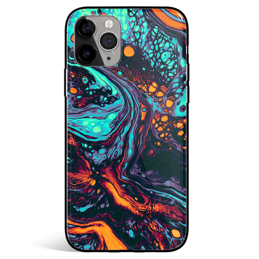 Abstract Painting iPhone Tempered Glass Soft Silicone Phone Case-Feature Print Phone Case-Monkey Ninja-iPhone X/XS-Tempered Glass-Monkey Ninja