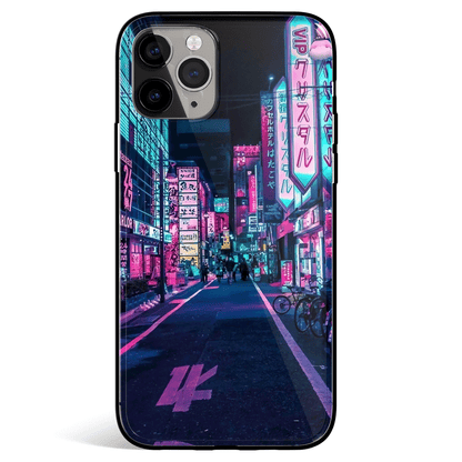 Neon Wonderland Tokyo iPhone Tempered Glass Soft Silicone Phone Case-Feature Print Phone Case-Monkey Ninja-iPhone X/XS-Tempered Glass-Monkey Ninja