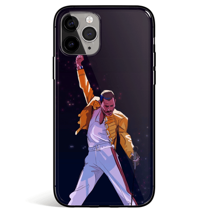 Queen Freddie Mercury Fanart iPhone Tempered Glass Phone Case