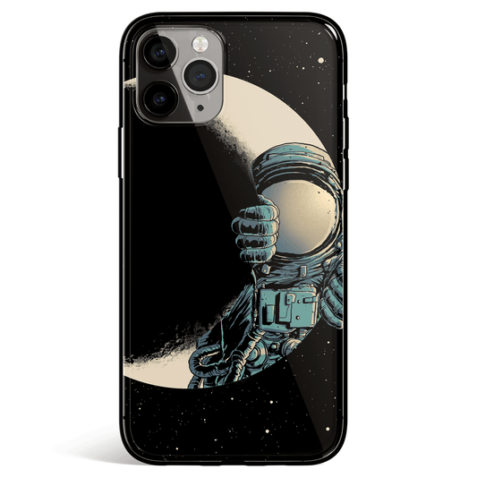 Astronaut Open the Manhole Cover iPhone Tempered Glass Phone Case