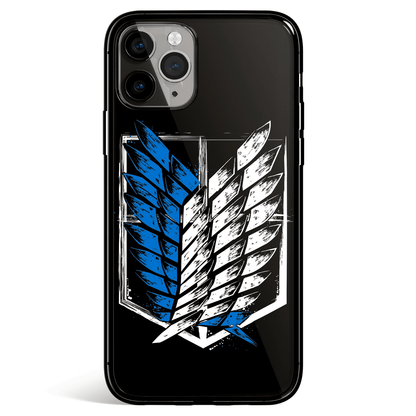 Attack on Tian Scout Regiment Wings of Freedom Tempered Glass Soft Silicone iPhone Case