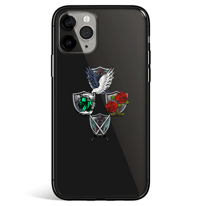 Attack on Tian Military Armband Wings of Freedom Tempered Glass Soft Silicone iPhone Case