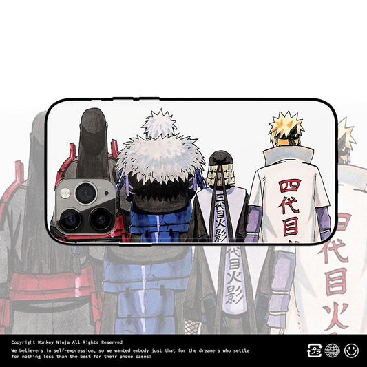 Hokage Hashirama Tobirama Hiruzen Minato Tempered Glass Soft Silicone iPhone Case-Phone Case-Monkey Ninja-iPhone X/XS-Tempered Glass-Monkey Ninja