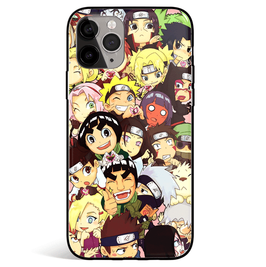 Naruto People Cute Version Tempered Glass Soft Silicone iPhone Case