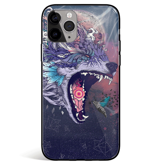 Wolf and Moth Tempered Glass Soft Silicone iPhone Case