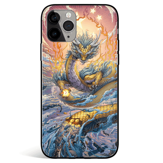 Dragon and Dragon Ball Tempered Glass Soft Silicone iPhone Case