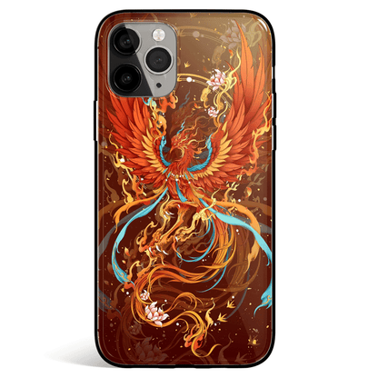 Flame Phoenix Tempered Glass Soft Silicone iPhone Case