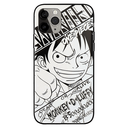 One Piece Zoro Luffy Ace Sanji Nami Characters Sketch Tempered Glass iPhone Case - 5 Styles