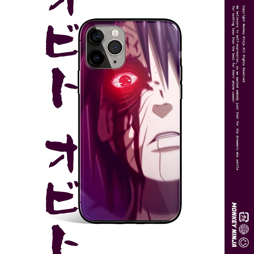 Exclusive Obito Sharingan Tempered Glass Soft Silicone iPhone Case