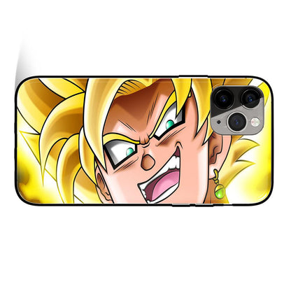Golden Evil Goku Tempered Glass Soft Silicone Phone Case