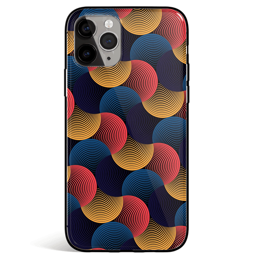 Abstract Pattern Illustration Tempered Glass Soft Silicone iPhone Case