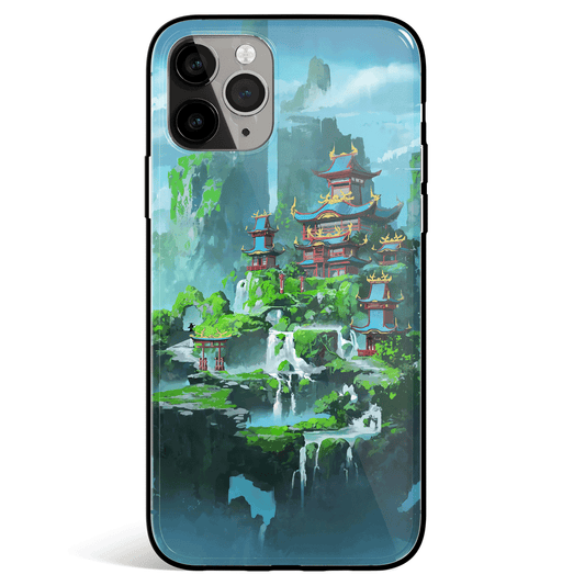 Oriental Wonderland Tempered Glass Soft Silicone iPhone Case