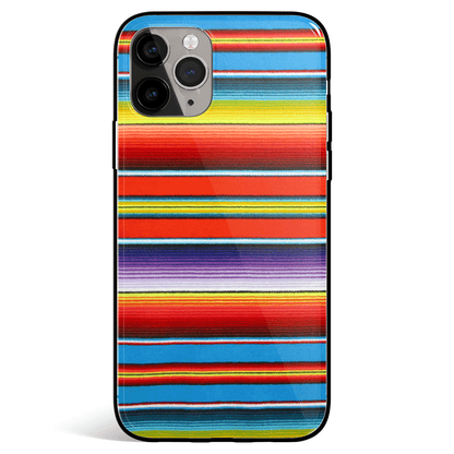 Fiesta Stripe Blue iPhone Tempered Glass Phone Case