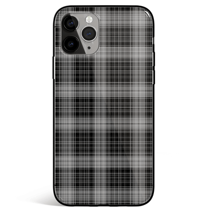 Black and White Check iPhone Tempered Glass Phone Case
