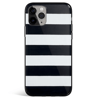 Black and White Stripes iPhone Tempered Glass Phone Case