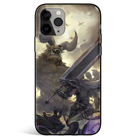 Berserk Guts vs Zodd Colorful Tempered Glass Soft Silicone iPhone Case