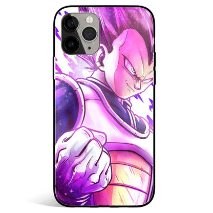 Dragon Ball Vegeta Ink Painting Purple Tempered Glass Soft Silicone iPhone Case