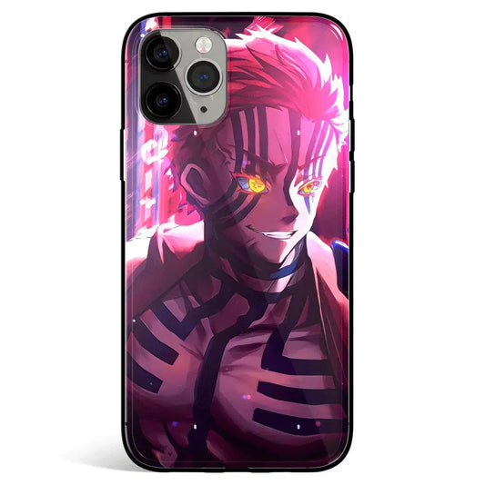 Demon Slayer Akaza Tempered Glass Soft Silicone iPhone Case-Phone Case-Monkey Ninja-iPhone X/XS-Tempered Glass-Monkey Ninja