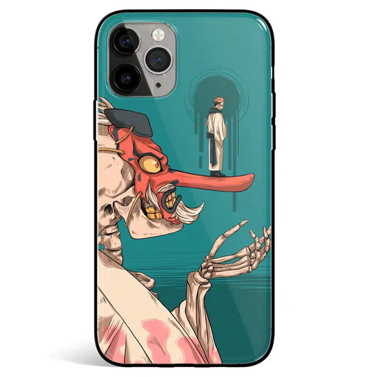 Jujutsu Kaisen Mask Fantasy World Tempered Glass Soft Silicone iPhone Case-Phone Case-Monkey Ninja-iPhone X/XS-Tempered Glass-Monkey Ninja