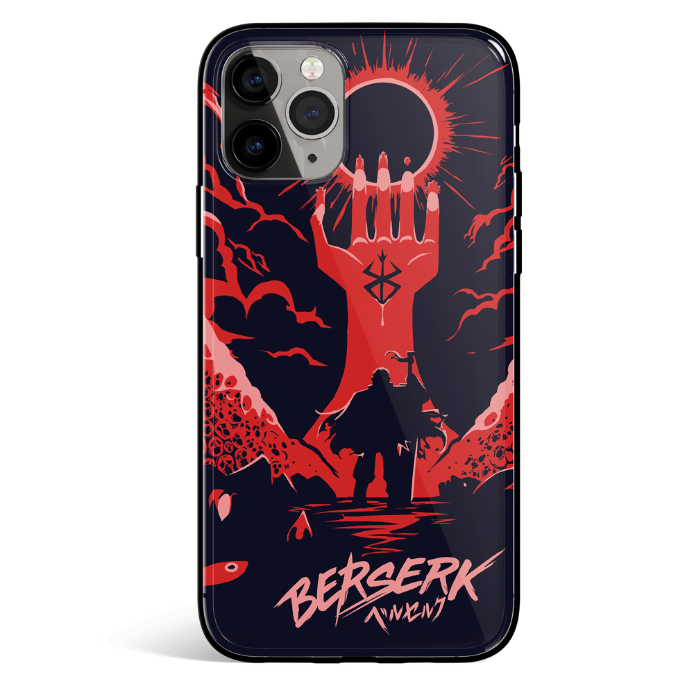 Berserk Back Silhouette Guts Tempered Glass Soft Silicone iPhone Case