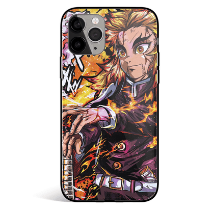 Demon Slayer Kyojuro Rengoku Street Style Tempered Glass Soft Silicone iPhone Case-Phone Case-Monkey Ninja-Monkey Ninja