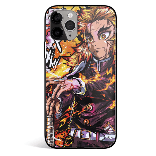 Demon Slayer Kyojuro Rengoku Street Style Tempered Glass Soft Silicone iPhone Case-Phone Case-Monkey Ninja-iPhone X/XS-Tempered Glass-Monkey Ninja