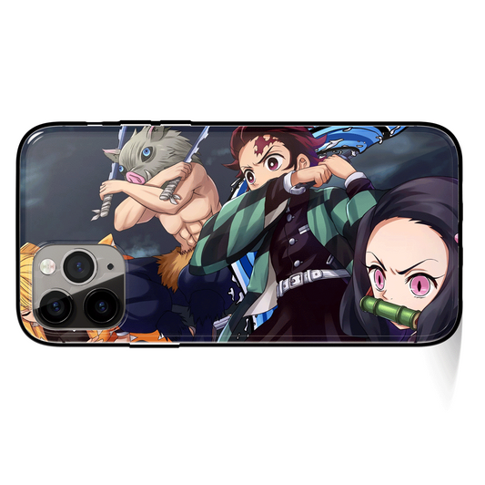 Demon Slayer Team 1 Tempered Glass Soft Silicone iPhone Case-Phone Case-Monkey Ninja-iPhone X/XS-Tempered Glass-Monkey Ninja