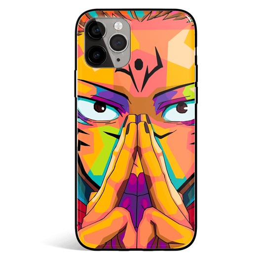 Jujutsu Kaisen Sukuna Eyes Tempered Glass Soft Silicone iPhone Case-Phone Case-Monkey Ninja-iPhone X/XS-Tempered Glass-Monkey Ninja