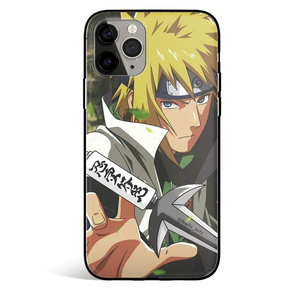 Naruto Minato and Kunai 2 Tempered Glass Soft Silicone iPhone Case