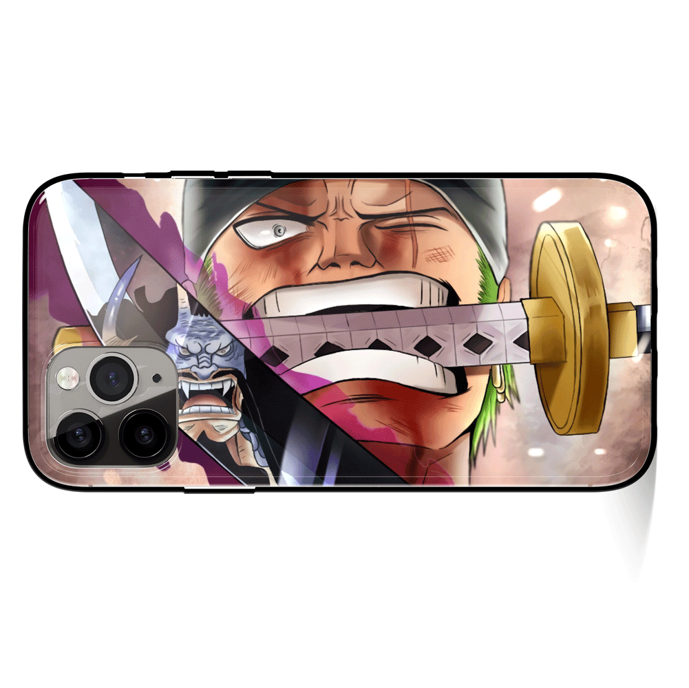 One Piece Zoro Swordsmanship Tempered Glass Soft Silicone iPhone Case