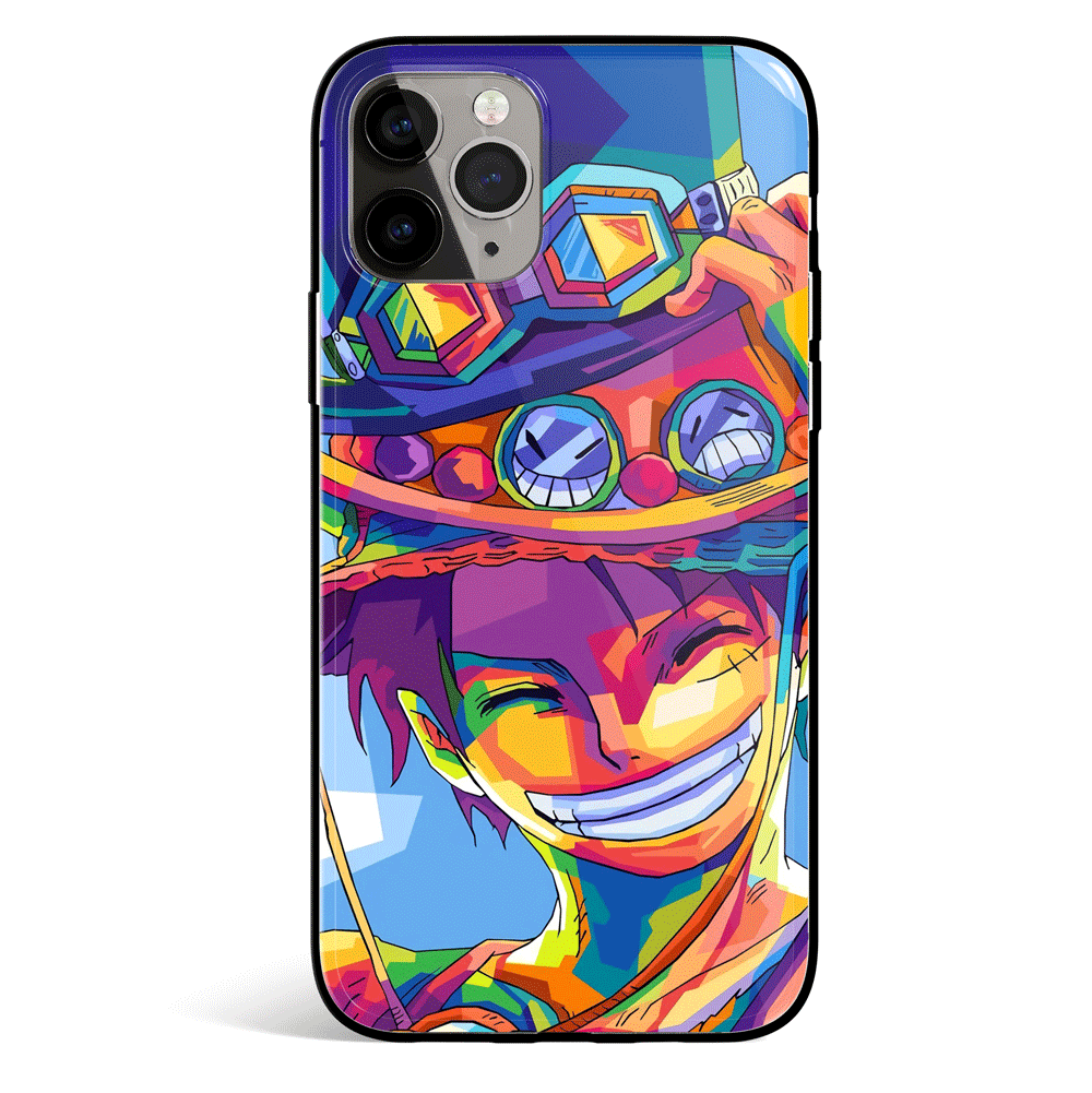 One Piece Luffy with Ace Sabo Hats Tempered Glass Soft Silicone iPhone Case