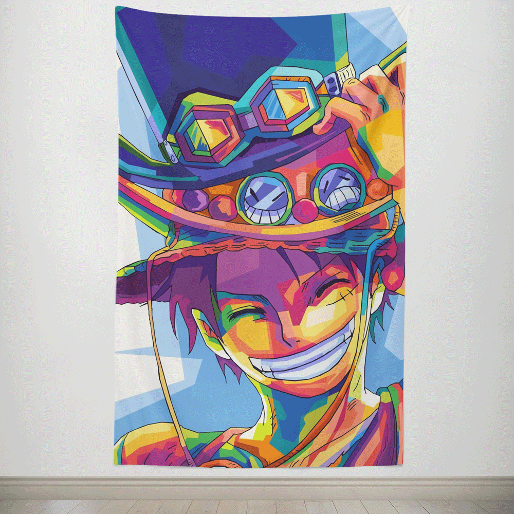 One Piece Luffy with Ace Sabo Hats Tapestry