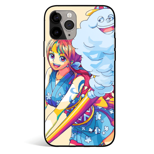 One Piece Nami and Zeus the Thundercloud Tempered Glass Soft Silicone iPhone Case