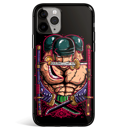 One Piece Zoro Three Swords Style Tempered Glass Soft Silicone iPhone Case-Phone Case-Monkey Ninja-iPhone X/XS-Tempered Glass-Monkey Ninja