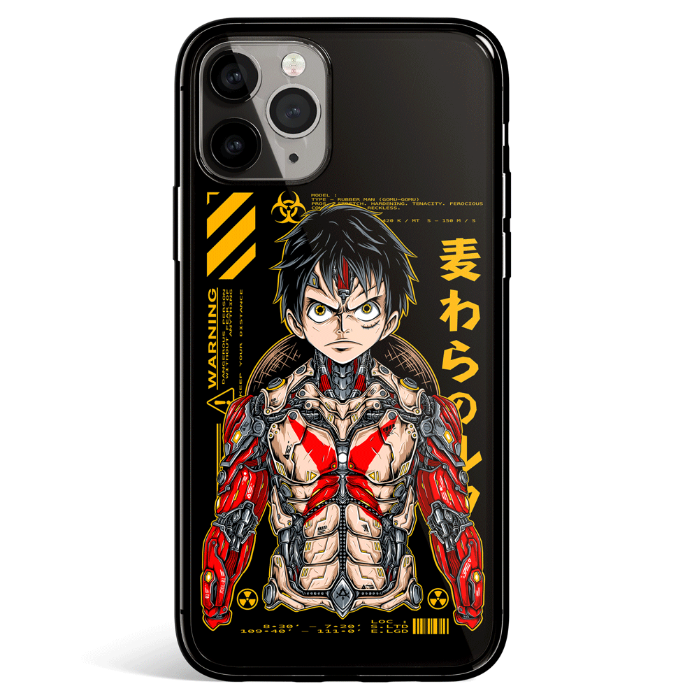 One Piece Luffy Cyborg Tempered Glass Soft Silicone iPhone Case-Phone Case-Monkey Ninja-iPhone X/XS-Tempered Glass-Monkey Ninja