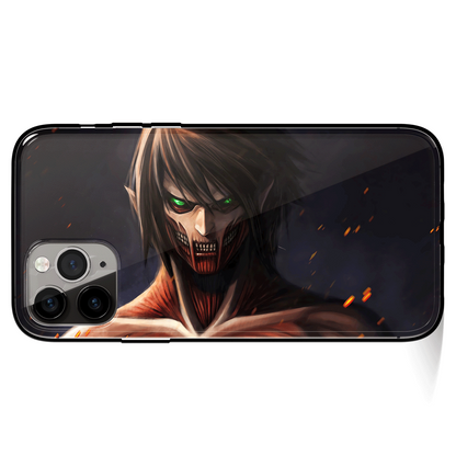 Attack on Titan Eren Titan Form Tempered Glass Soft Silicone iPhone Case