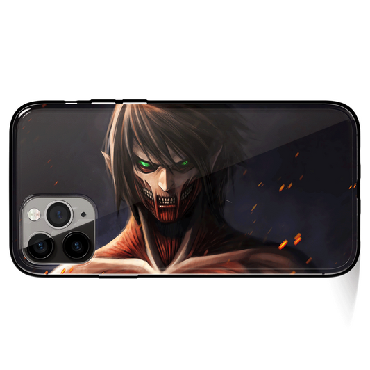 Attack on Titan Eren Titan Form Tempered Glass Soft Silicone iPhone Case-Phone Case-Monkey Ninja-iPhone X/XS-Tempered Glass-Monkey Ninja