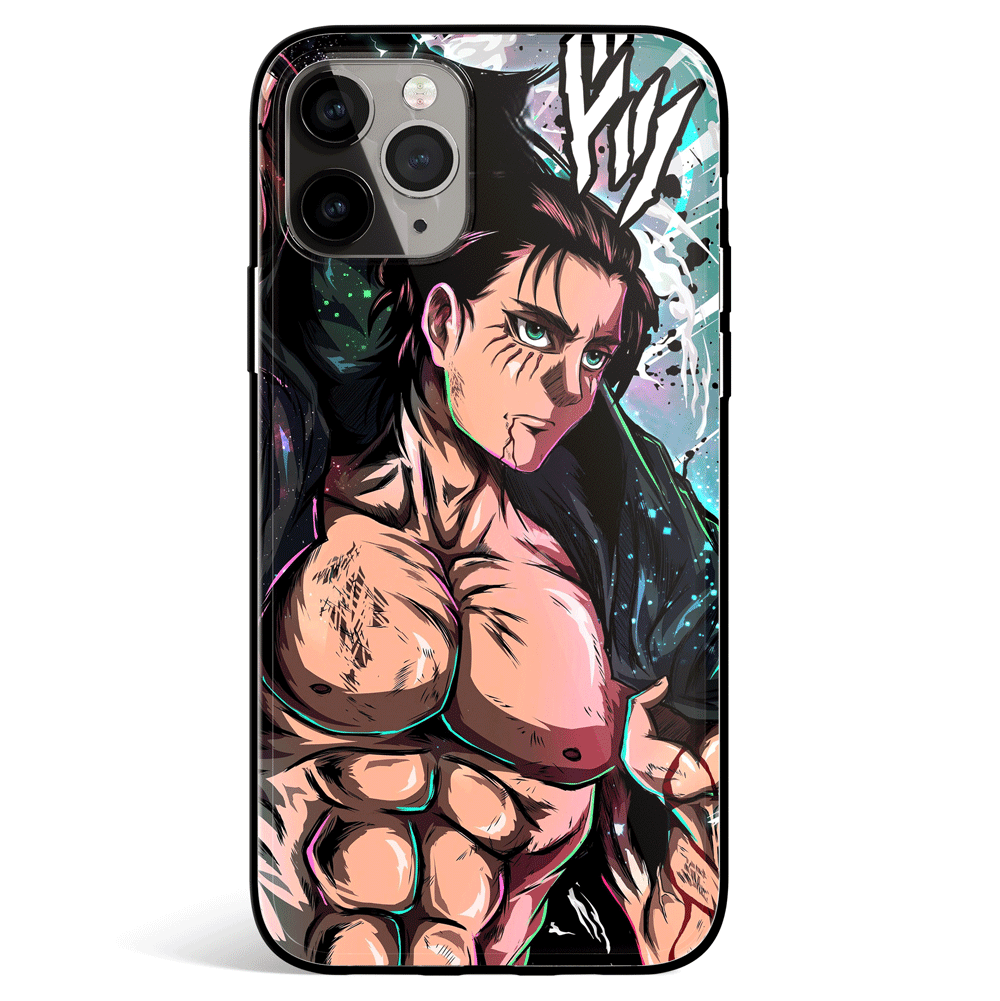 Attack on Titan Eren Street Style Tempered Glass Soft Silicone iPhone Case